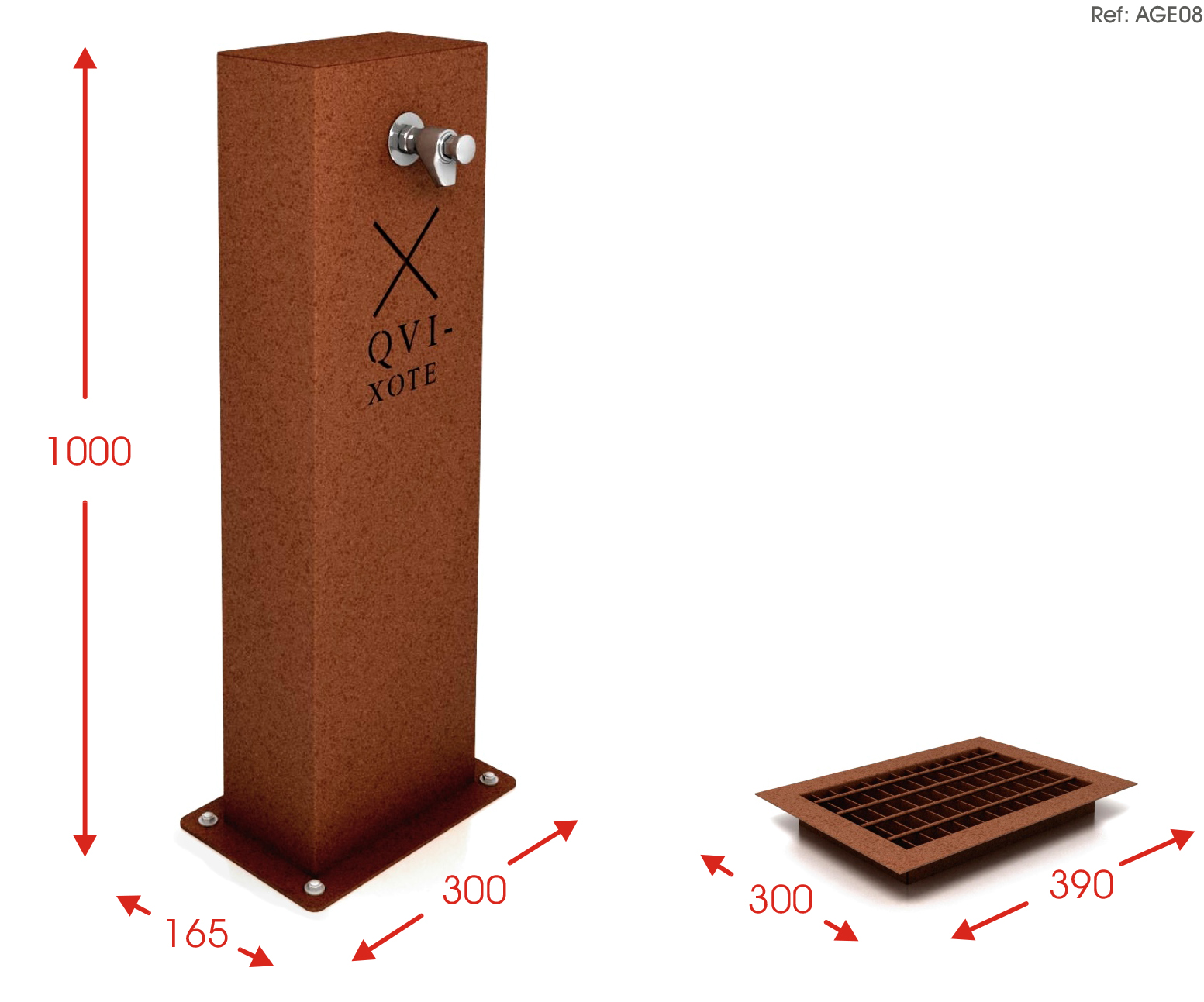 Quijote Vandstander, tegning med dimensioner